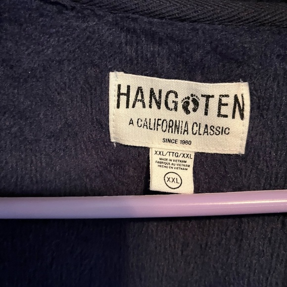 Mens XXL HANG 👣 TEN CALIFORNIA CLASSIC ZIP UP DARK BLUE HOODIE WITH POCKET - Picture 4 of 7
